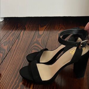 Sam Edelman Black Suede Block Heel Sandals